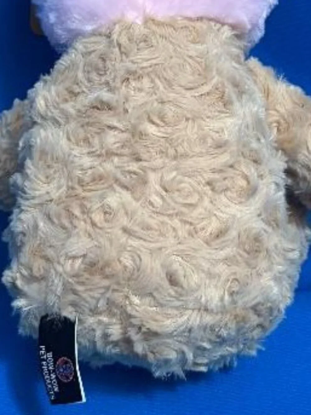 NEW  FUN & ADORABLE SWIRLY BEAR BUDDY DOG TOY WITH CRINKLE BUNNY EARS & SQUEAKER